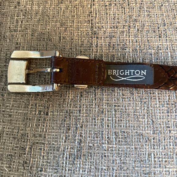 Brighton brown, braided, leather belt, silver details - Picture 2 of 6